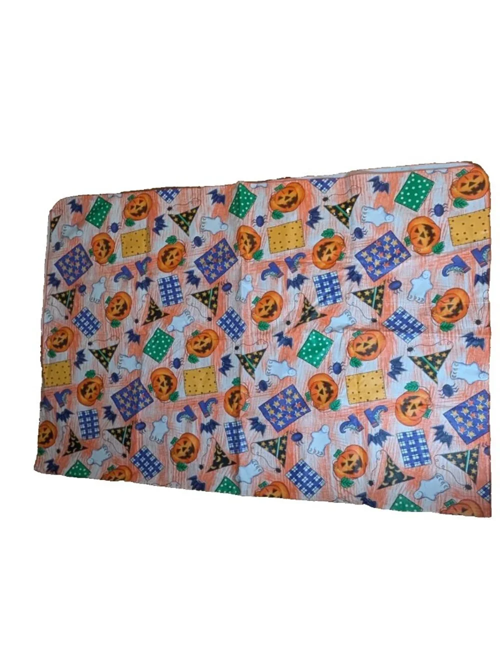 rectangle halloween tablecloth jackolantern witch hat spiders flannel back